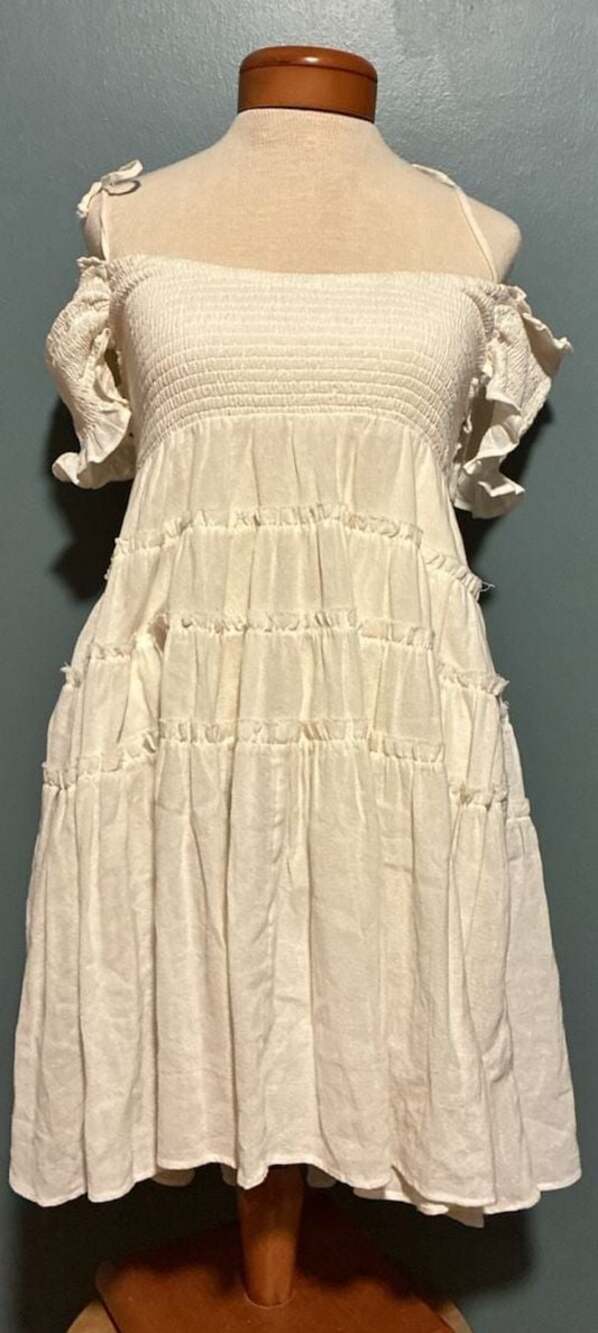 Free People Happy With You Cold Shoulder Tiered Mini Dress